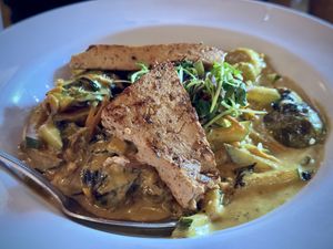 Yellow Curry with tofuu  at Rocking V Cafe in Kanab