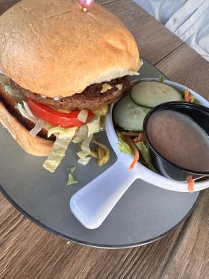 Vegan burger  at Rocking V Cafe in Kanab