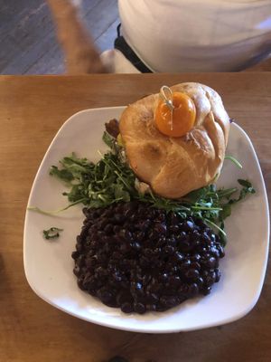 The BBQ black beans were so good! The portabelo mushroom sandwich (without bacon and cheese) really good! at Rocking V Cafe in Kanab