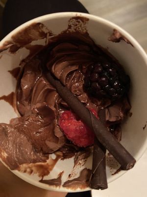 Vegans gf chocolate mousse at Rocking V Cafe in Kanab