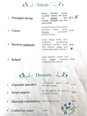 Menu 4 of 8, July 2021 at Niezapominajka in Hajnowka