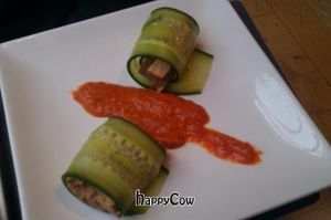 Smoked tofu cucumber rolls with hot sauce at Saf - Kensington in West London