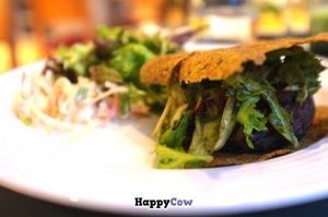 Raw salad: bread end portobello mushroom  at Saf - Kensington in West London