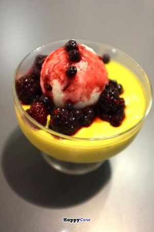 Dessert: a flan at Saf - Kensington in West London