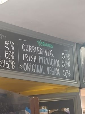 Vegan menu options at Hanley's Cornish Pasties in Dublin