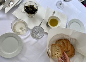 Olives and bread with olive oil at Galerija in Sibenik