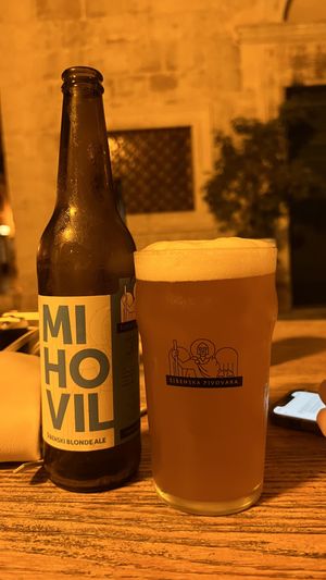Local blond ale beer  at Galerija in Sibenik