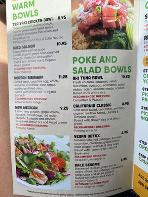 Menu  at RainBowl in Roanoke