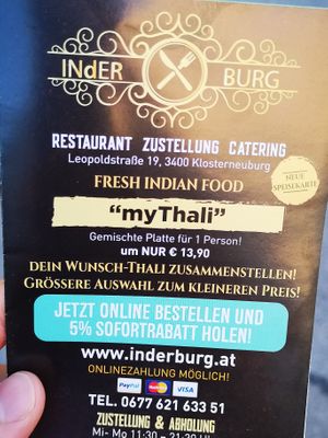 take away menu at INdER BURG in Klosterneuburg