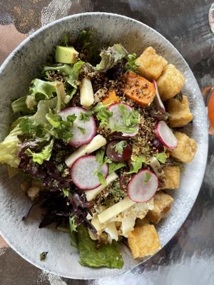 Mother Earth Bowl… make sure to ask for vegan so you don’t get cheese at Earls Kitchen + Bar in Lone Tree