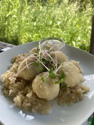 Potato dumplings with sauerkraut   at Mantra in Prievidza