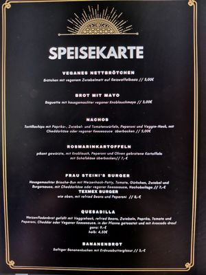 Steinis Speisekarte at Steini's T-Bar in Dusseldorf