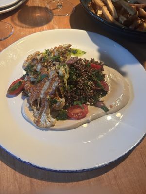 Vegan cauliflower, the fries are also vegan!   at The Cellar in Corning