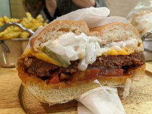 The cheese burger at Les Tontons Veg in Paris