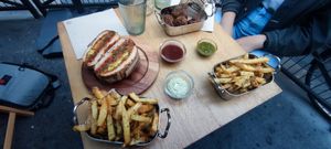 Burger kebab, french Fries and falafels at Les Tontons Veg in Paris