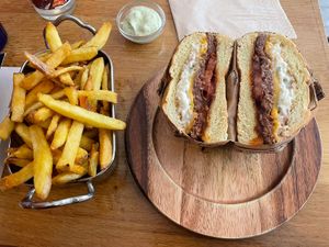 Fries and “le cheese"  at Les Tontons Veg in Paris