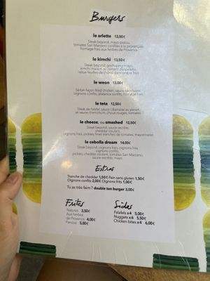 Menu  at Les Tontons Veg in Paris