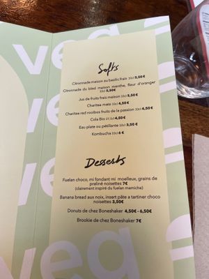 Menu at Les Tontons Veg in Paris