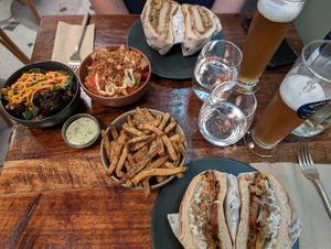 Burgers, fries and drinks at Les Tontons Veg in Paris
