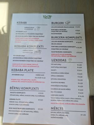 Menu at KasTe in Salacgriva