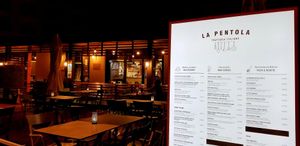 Outdoor seating overlooks the Adriatic Sea at La Pentola in Makarska