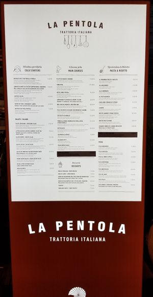 Menu on September 24th 2020 at La Pentola in Makarska