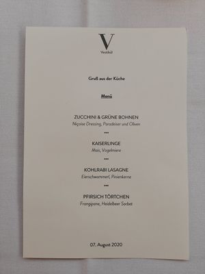 Our custom menu at Vestibül in Vienna