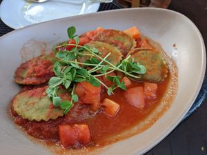 Vegan ravioli with Impossible at Piattini in Boston