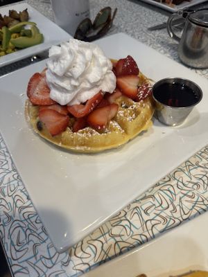 Chocolate chip strawberry waffle  at Donut Villa Diner in Malden
