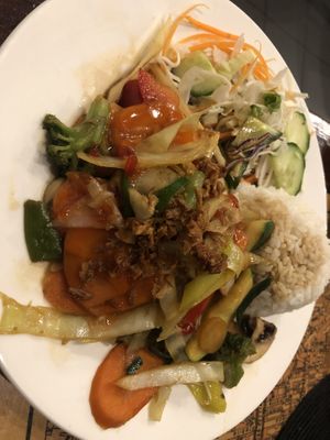 Tofu with vegetables and rice   at TRE in Riga