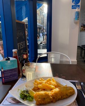 Vegan Fish & chips   at Hobson's Fish & Chips in London