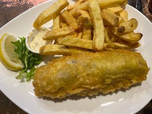 The “fish” and chips  at Hobson's Fish & Chips in London