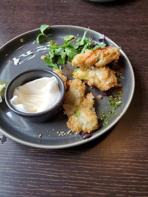 Crispy Avocado cakes (after we had already dug in) at Gistihúsið in Egilsstadjir