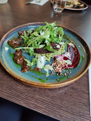 Nut burger, lunch menu at Gistihúsið in Egilsstadjir