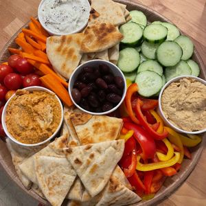 Hummus party plate at The Station Coffee in Merchantville