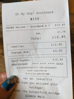 £10.45 for one hot dog! at Oh my Dog! in North West London