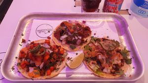 3 tacos: Chorizo, al pastor and cheezeburger at Club Mexicana - Soho in London