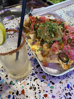 Nachos and frozen margarita   at Club Mexicana - Soho in London