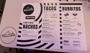 Cub Mexicana Food Menu  at Club Mexicana - Soho in London