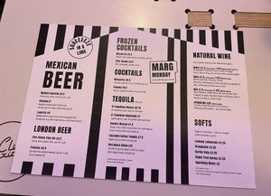 Cub Mexicana Drinks Menu  at Club Mexicana - Soho in London