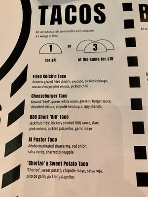 taco choices  at Club Mexicana - Soho in London