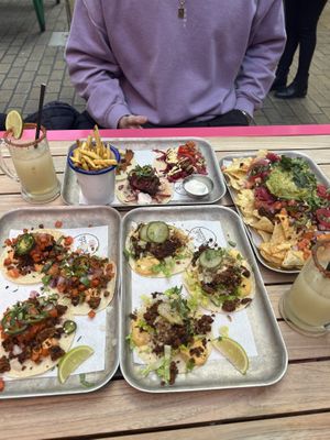Vegan loaded nachos, frozen margaritas, skinny fries, and at least one of every taco 😂  at Club Mexicana - Soho in London