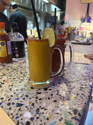 Frozen Cocktails (Mango Jalapeno Margarita & Strawberry Daiquiri)  at Club Mexicana - Soho in London