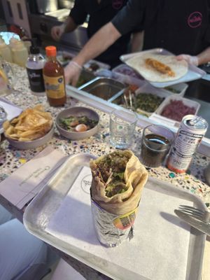 Cheezeburger Burrito, Nachos and Black Bean side   at Club Mexicana - Soho in London