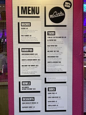 Menu at Club Mexicana - Soho in London
