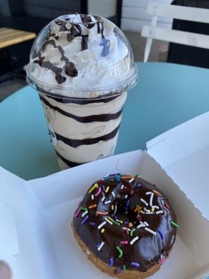 X-ray Speculoos shake w/ hot fudge and chocolate chips. Rites of Sprinkles donut    at Creamo in Los Angeles