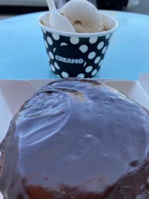 Java Ice Cream and Choco Glazed Custard Donut.  at Creamo in Los Angeles