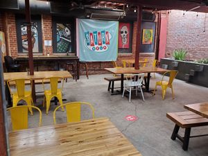 Patio in back at Saturn Cafe in Los Angeles