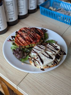 Vegetarian Caprese Bagel at Ultralife Cafe in Newport