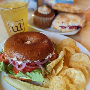 Seafood Bagel (Tuna or Salmon Spread) at Ultralife Cafe in Newport